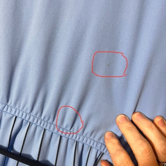 Vintage Sears Blue Wrap Dress Cap Sleeve Midi 70s 80s Size 14P Preppy Timeless - Picture 10 of 11